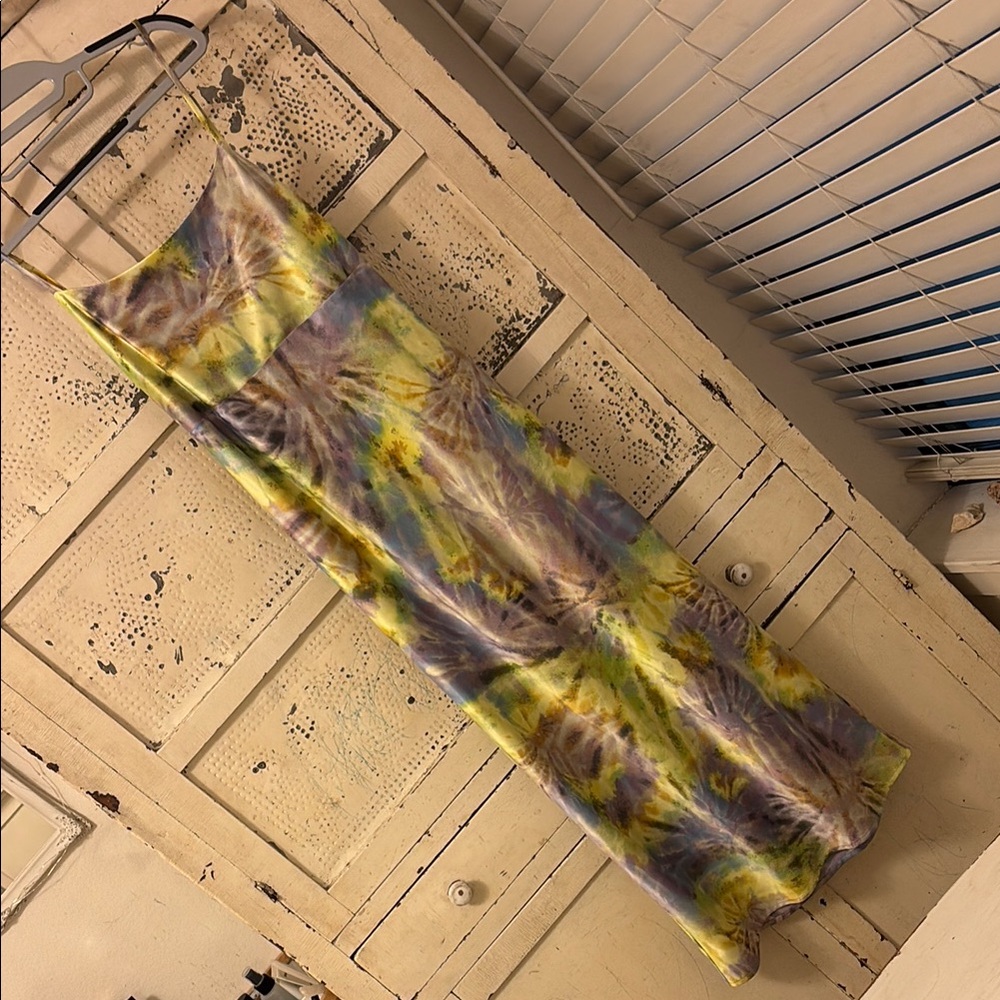 Tie-Dye Satin Maxi Dress